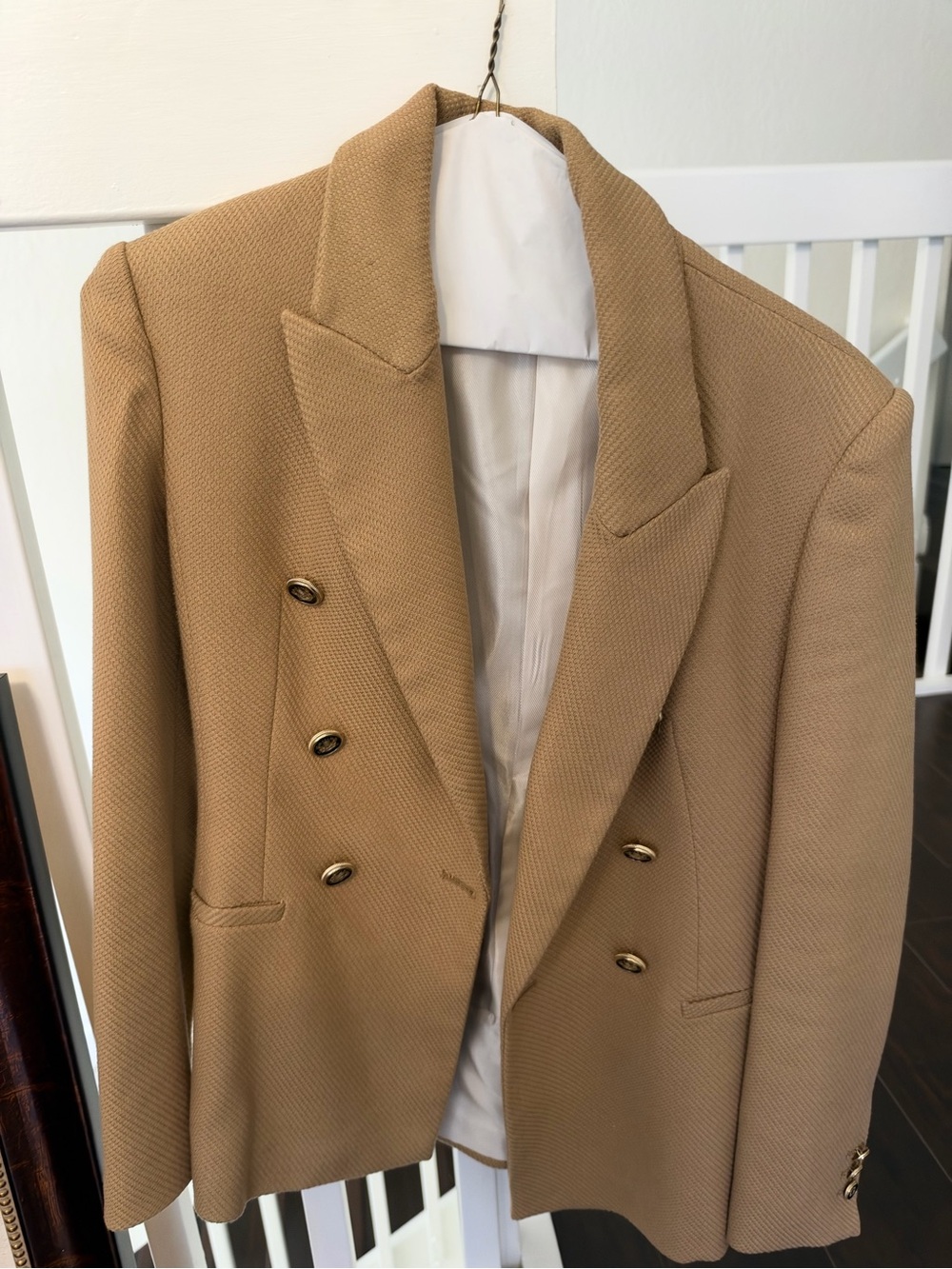 Zara Double-Breasted Camel Blazer